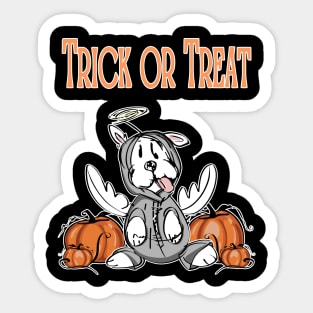 Trick Or Treat Halloween Angel Dog Sticker